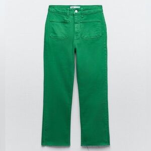 Zara Women's Vibrant Green Straight Leg Jeans